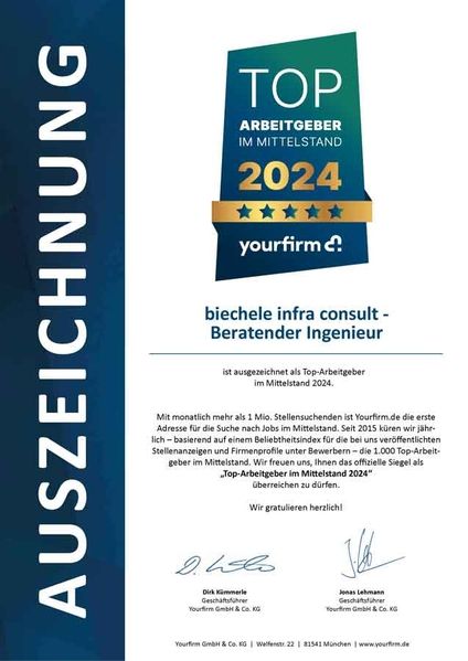 Urkunde Top-Arbeitgeber 2024 Beratender Ingenieur